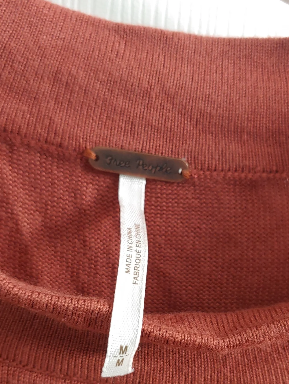 Free People Sweater Free To Roam Mockneck Terracotta Orange Women's Size M